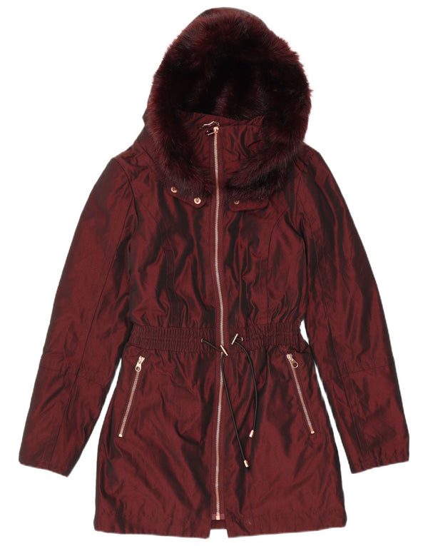 Ted Baker Dame hættejakke Parka Størrelse 1 XS Burgundy Polyester