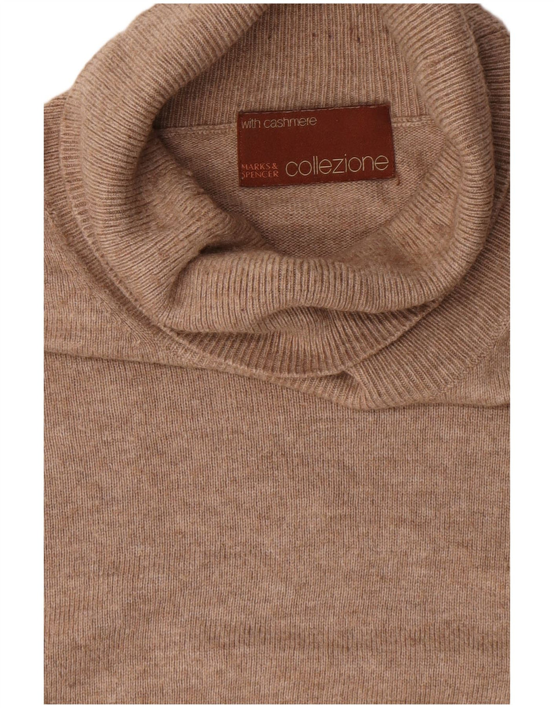 Marks & Spencer Herre Rullehalstrøje XL Beige Viscose