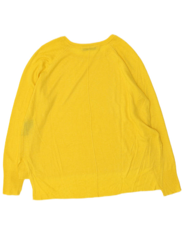 Zara Dame Boat Neck Jumper Sweater UK 10 Small Yellow Viscose
