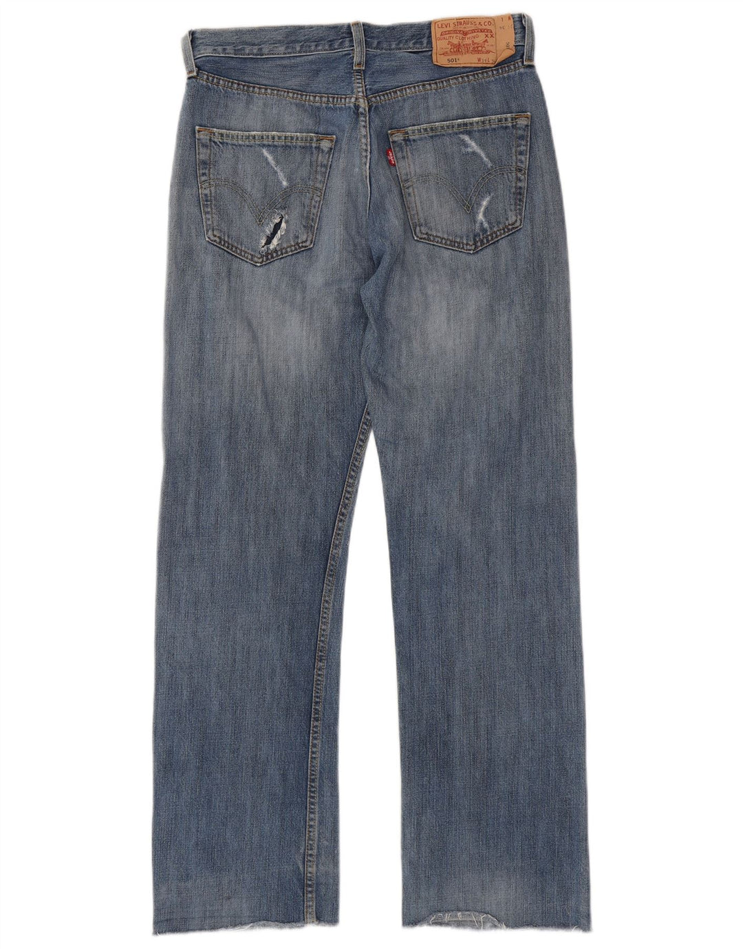 Levi's Herre 501 Distressed Straight Jeans W31 L31 Blå Bomuld