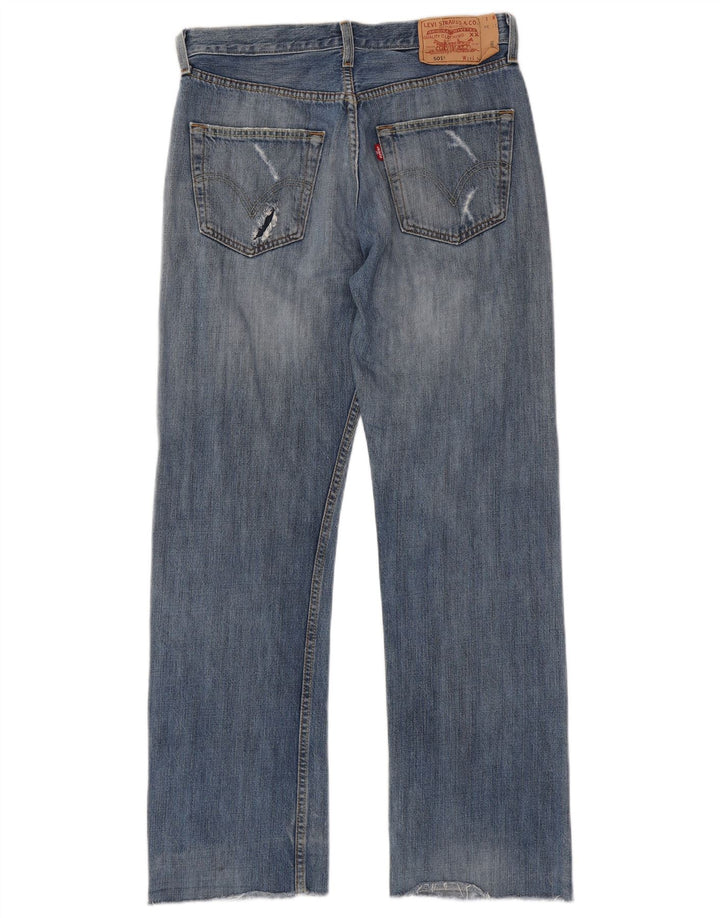 Levi's Herre 501 Distressed Straight Jeans W31 L31 Blå Bomuld