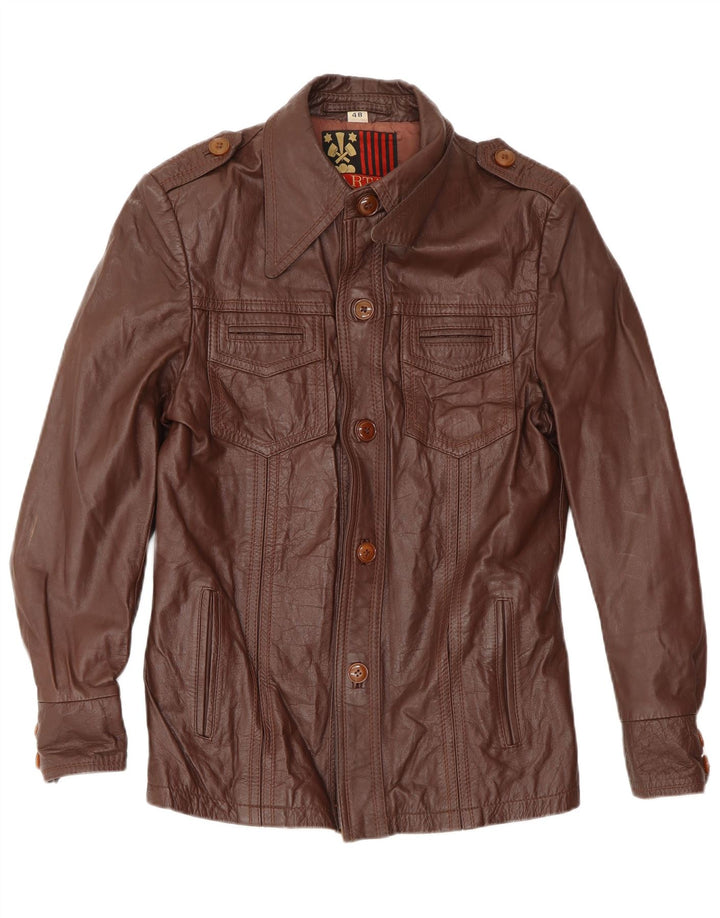 Tartan Herre Militær Læderjakke IT 48 Medium Brun Læder