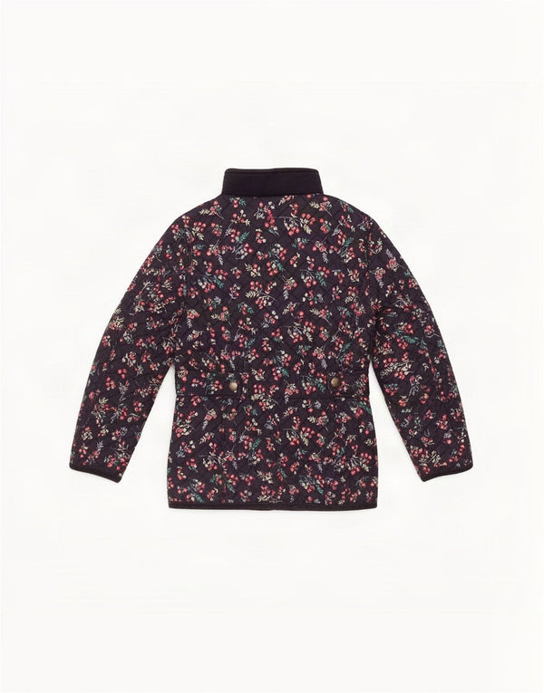 Joules piger quiltet jakke 5-6 år marineblå blomster polyester