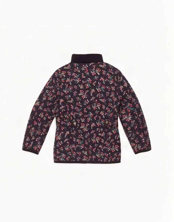Joules piger quiltet jakke 5-6 år marineblå blomster polyester