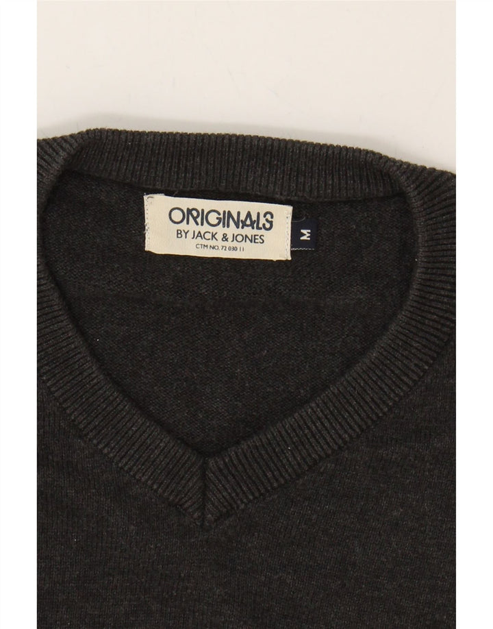 JACK & JONES Mens V-Neck Jumper Sweater Medium Black Cotton Vintage Jack & Jones and Second-Hand Jack & Jones from Messina Hembry 