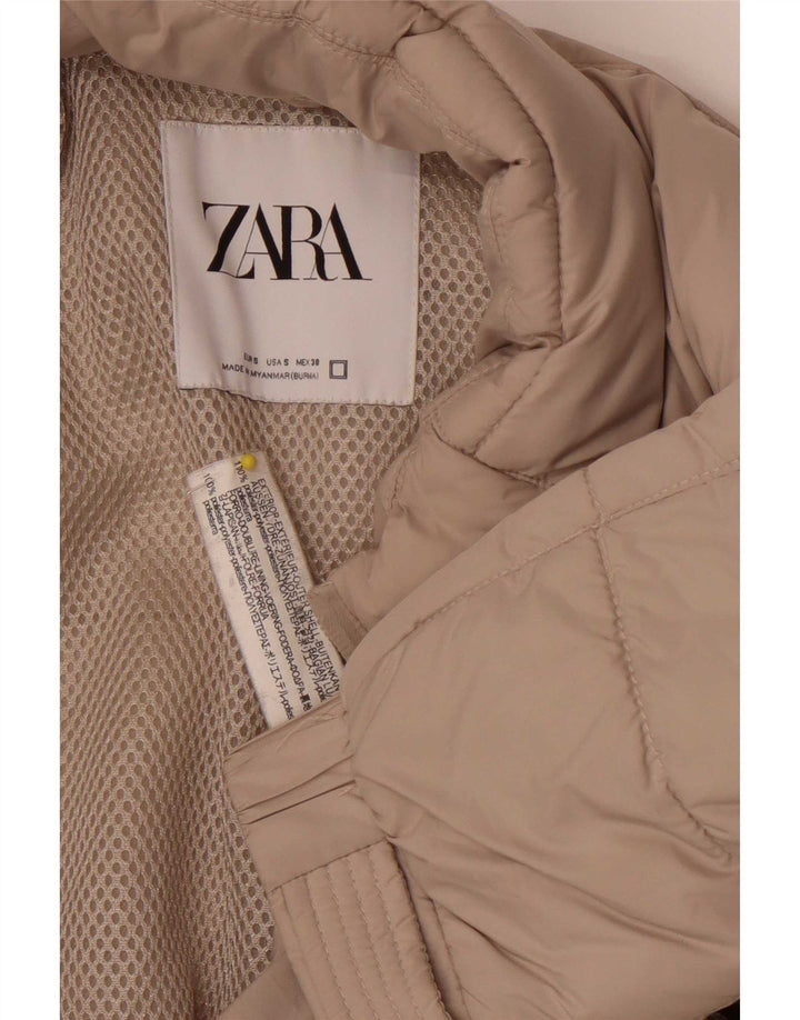 Zara Herre hættepolstret jakke UK 36 Small Beige Polyester