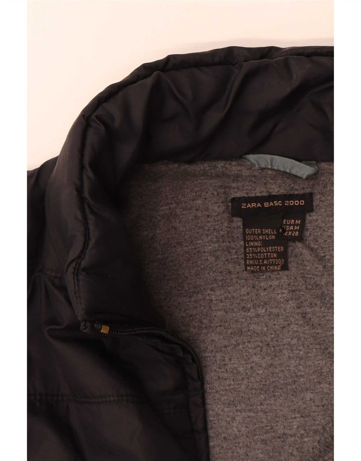 Zara Dame Polstret Jakke UK 12 Medium Sort Nylon