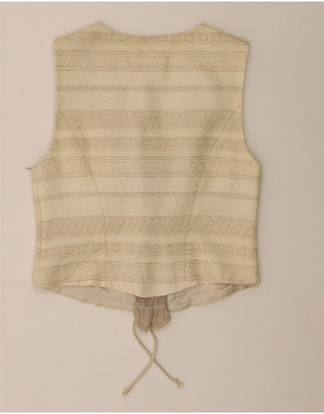 Vintage Dame Crop Top UK 12 Medium Beige Stribet Acetat
