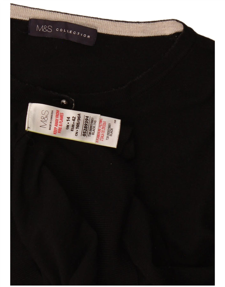 Marks & Spencer Dame Cardigan Sweater UK 14 Medium Black Viscose
