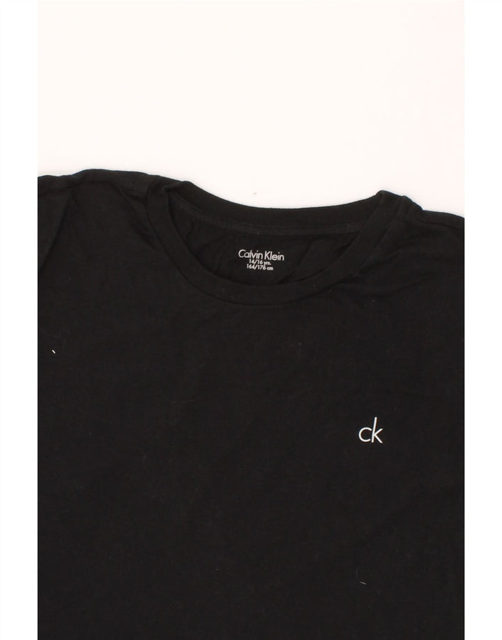 CALVIN KLEIN Boys T-Shirt Top 14-15 Years Black Vintage Calvin Klein and Second-Hand Calvin Klein from Messina Hembry 