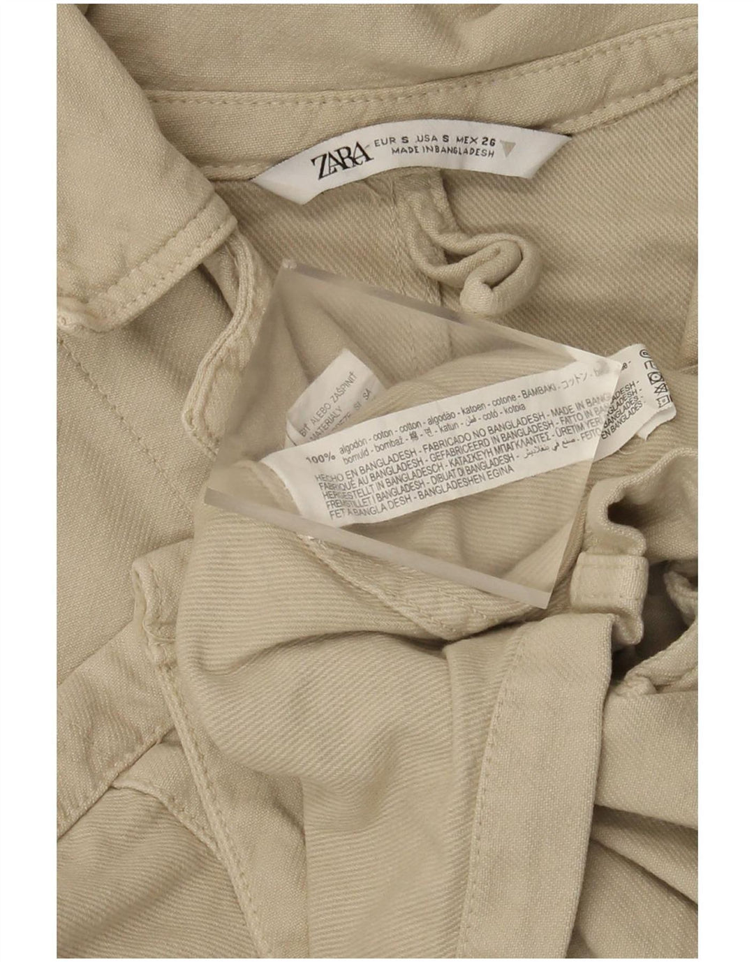 Zara Kvinder Oversized Utility Jacket UK 10 Small Khaki Cotton