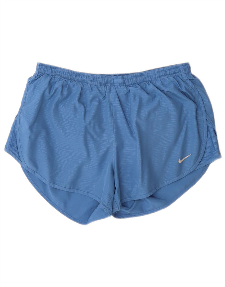 Nike Dame Dri Fit sportsshorts UK 12 Medium Blue Polyester