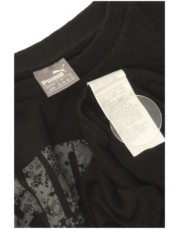 Puma Graphic Sweatshirt Jumper UK 12 Medium Sort Bomuld