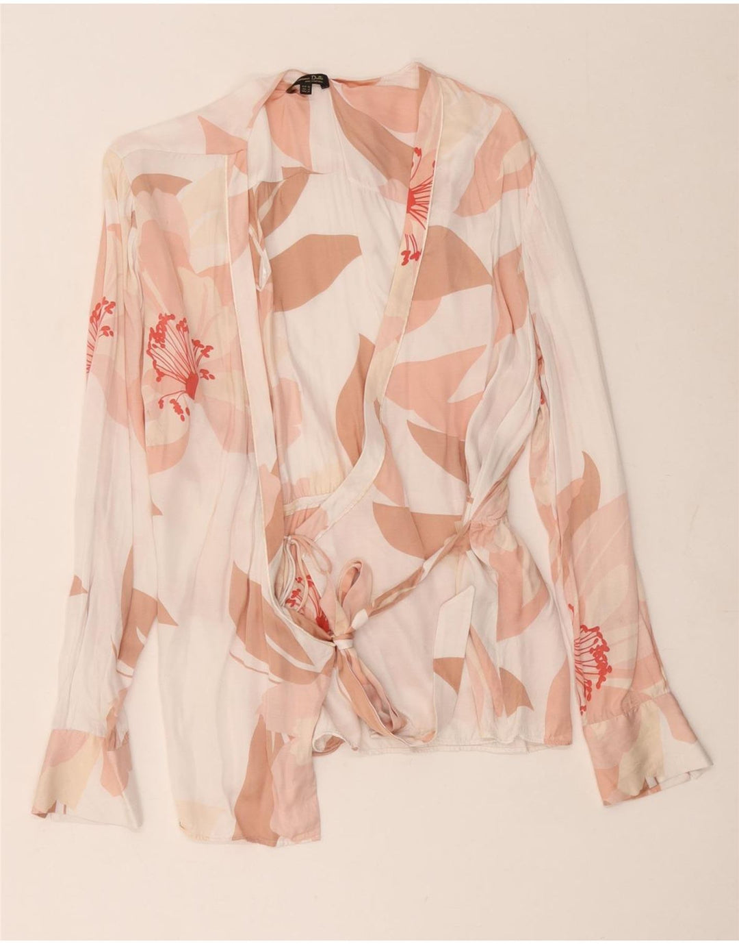 Massimo Dutti Dame Wrap Shirt Bluse EU 42 Large White Floral Viscose