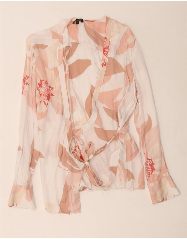 Massimo Dutti Dame Wrap Shirt Bluse EU 42 Large White Floral Viscose