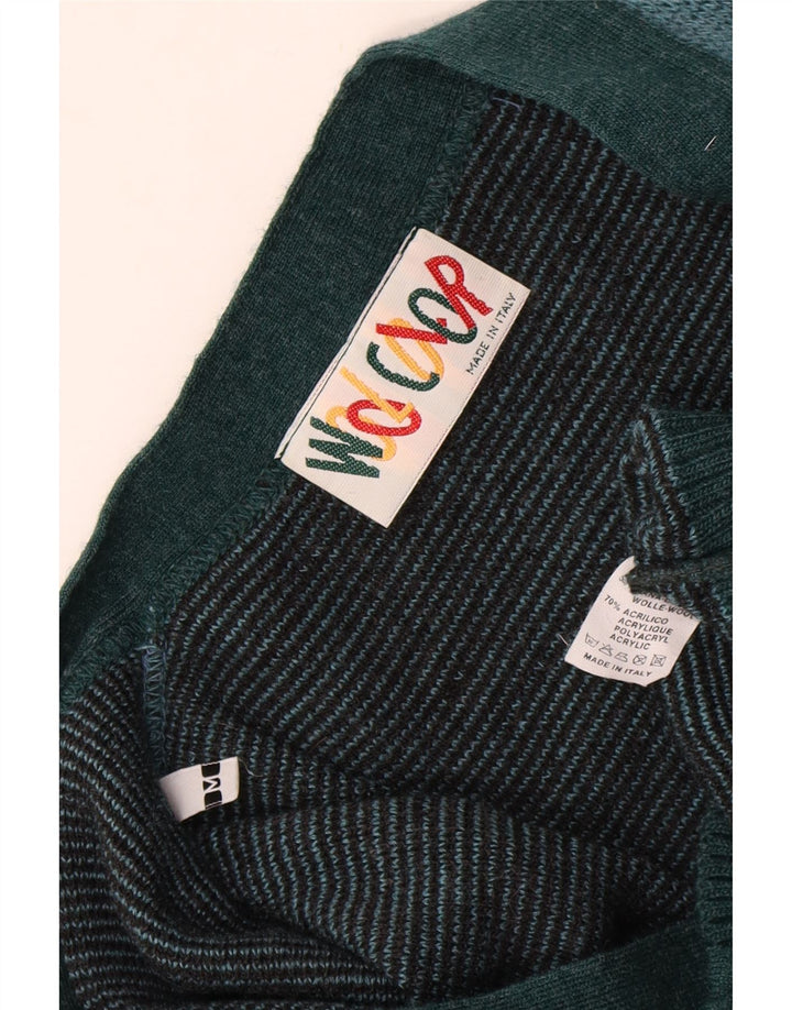 Vintage herre cardigan sweater Medium turkis Argyle/Diamond Wool