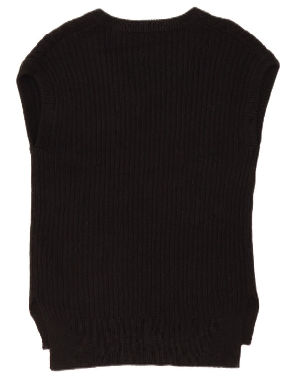 MARKS & SPENCER Dame Oversized Vest Tank Top UK 10 Small Black Bomuld