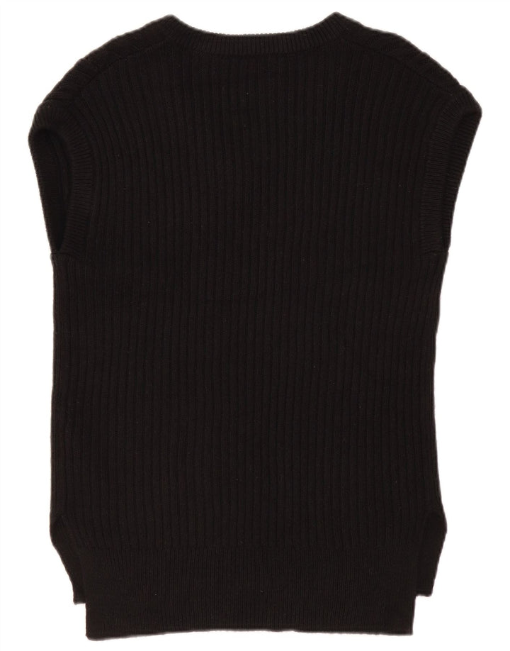MARKS & SPENCER Dame Oversized Vest Tank Top UK 10 Small Black Bomuld