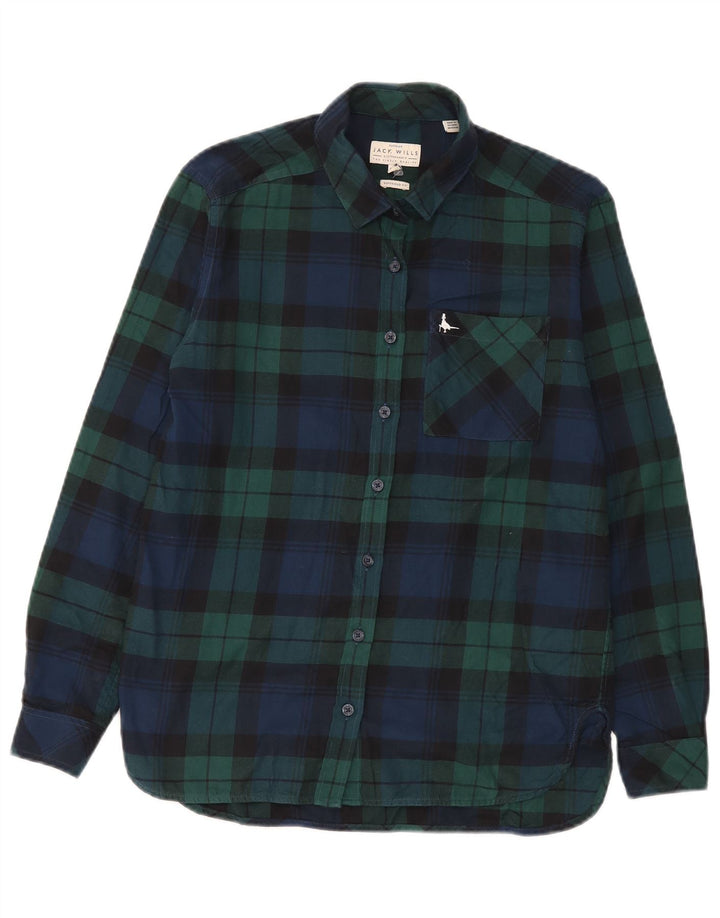 Jack Wills Dame Flannel Shirt UK 8 Small Grøn Ternet Bomuld
