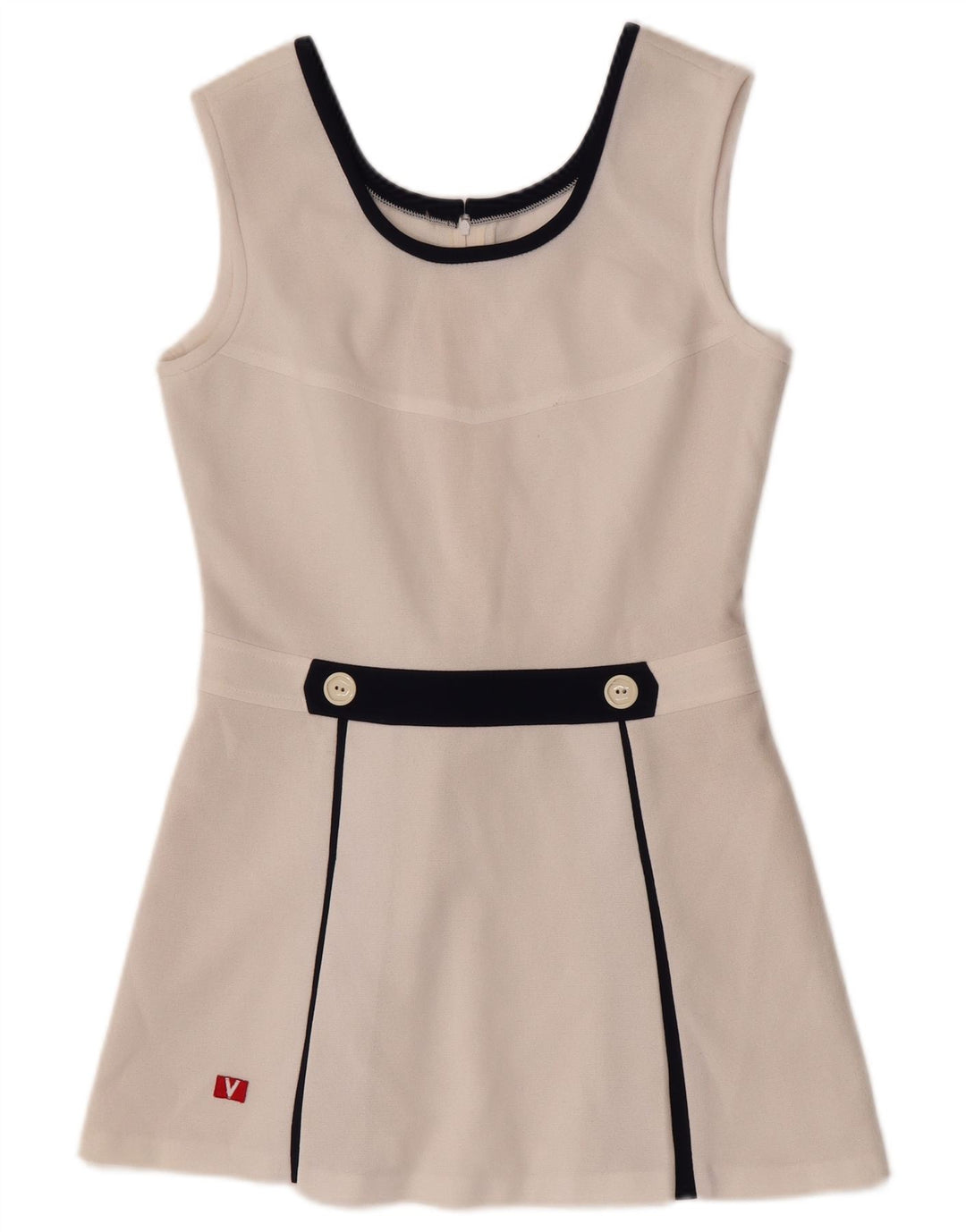 Vintage ærmeløs bluse til kvinder IT 46 Stor hvid farveblok