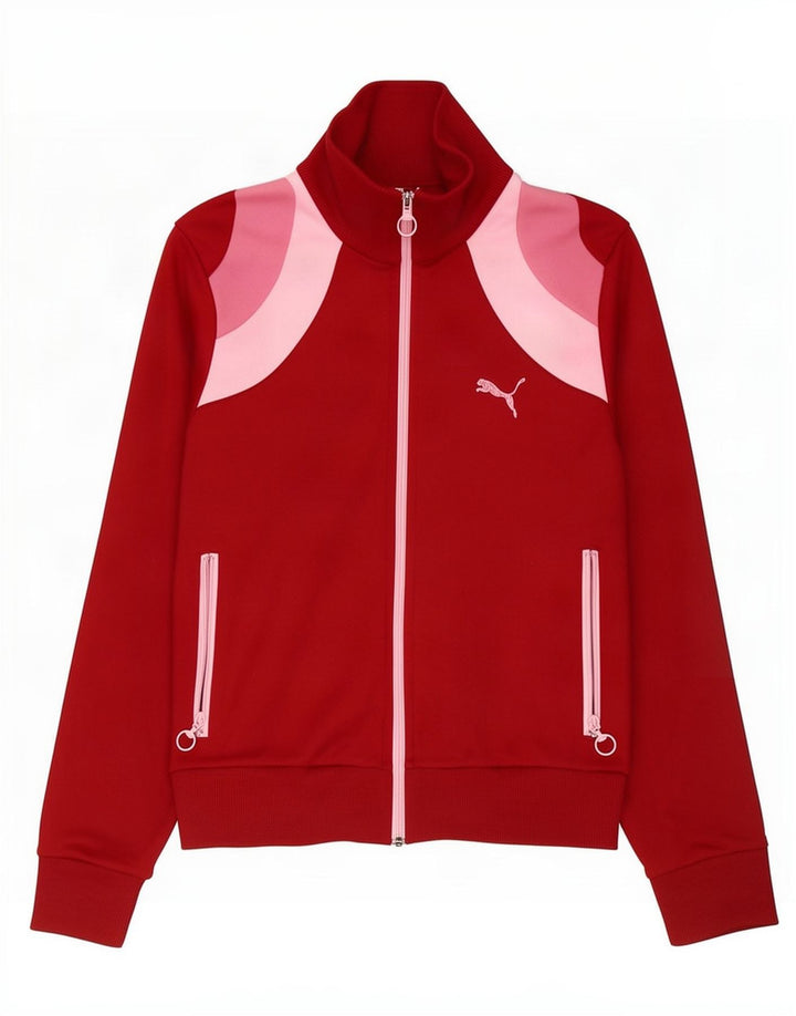 Puma træningsdragt topjakke til kvinder UK 12 Medium Rød Colourblock Polyester