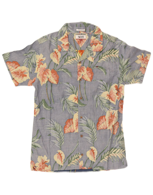 Tommy Hilfiger Kortærmet Herre Regular Fit skjorte XS Blue Floral Hawaiian
