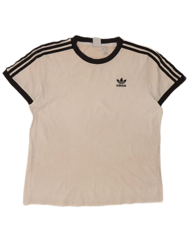 Adidas Dame T-Shirt Top UK 12 Medium Hvid Bomuld