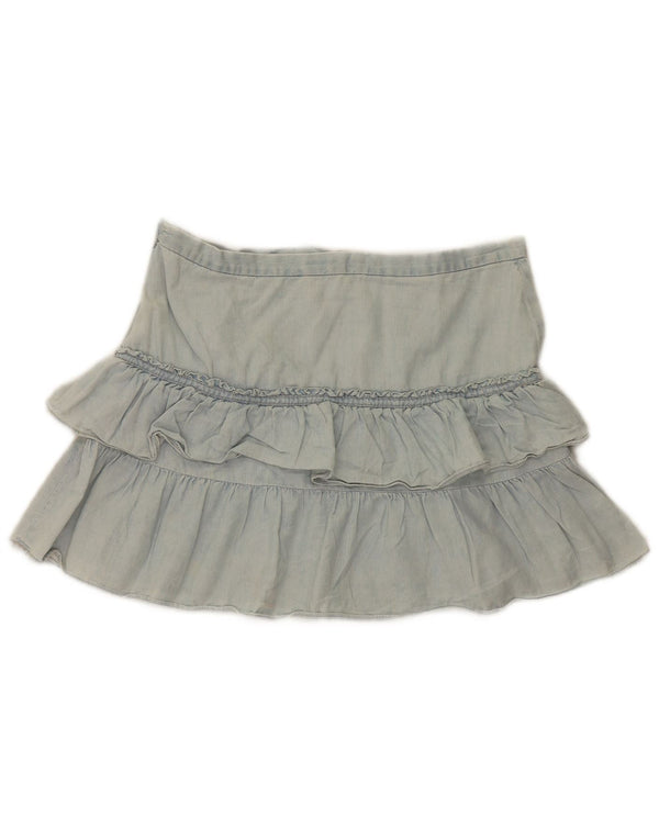 French Connection Womens Denim Mini Ruffle Skirt UK 12 Medium W32 Blue