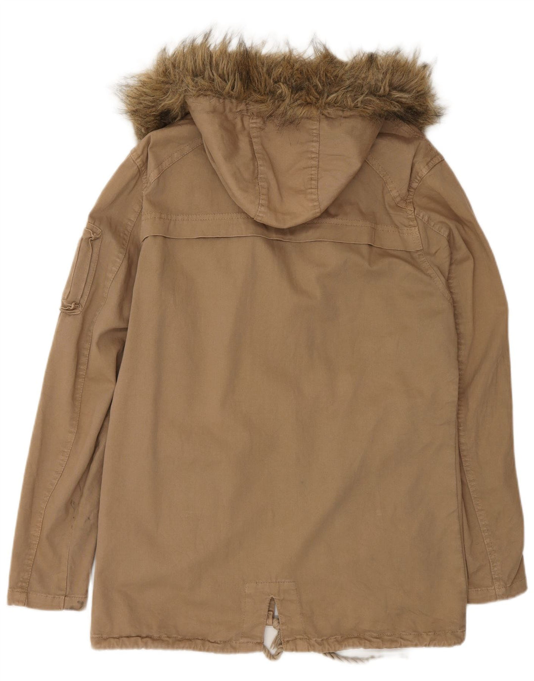 Zara Herre Hooded Parka Jacket UK 36 Small Beige