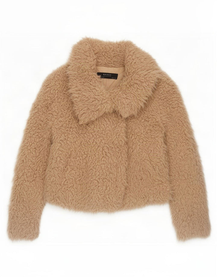 Zara Dame Teddy Bear Bomber Jacket UK 14 Medium Beige