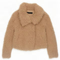 Zara Dame Teddy Bear Bomber Jacket UK 14 Medium Beige