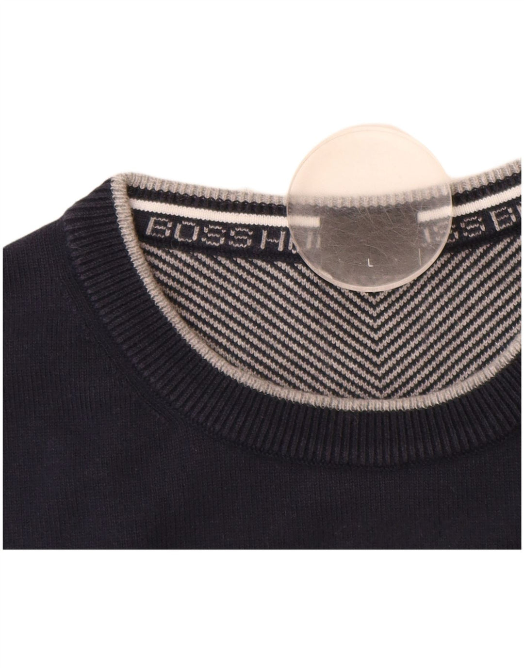 HUGO BOSS Herre sweater med rund hals, stor marineblå bomuld