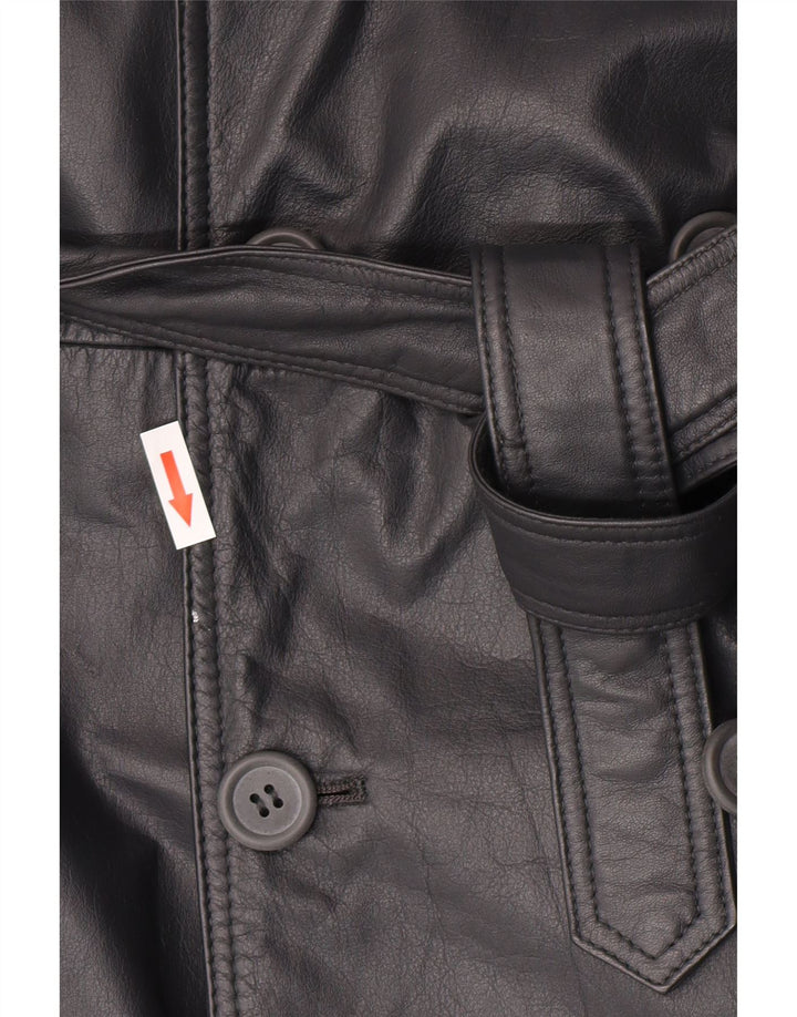 Machiavelli Herre Læder Dobbeltradet Frakke IT 48 Medium Grey Læder