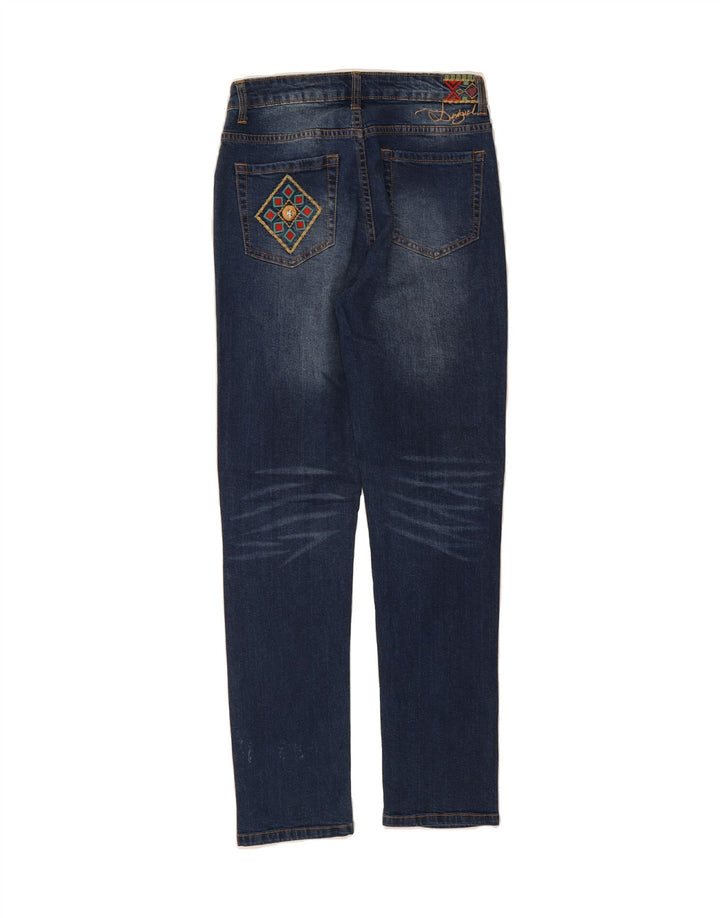 DESIGUAL Womens Slim Jeans W24 L29 Blue Patchwork Cotton Vintage Desigual and Second-Hand Desigual from Messina Hembry 