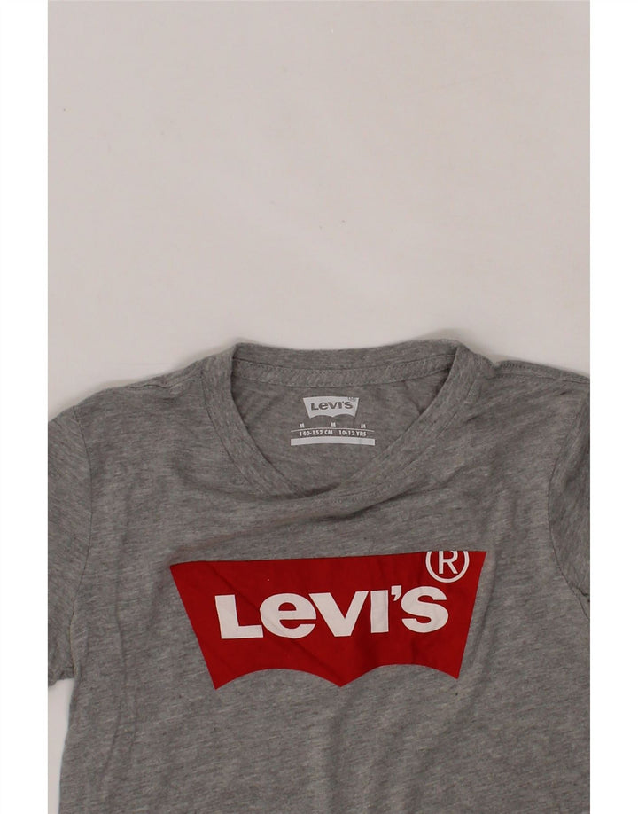 LEVI'S Boys Graphic Top Long Sleeve 10-11 Years Medium  Grey Vintage Levi's and Second-Hand Levi's from Messina Hembry 