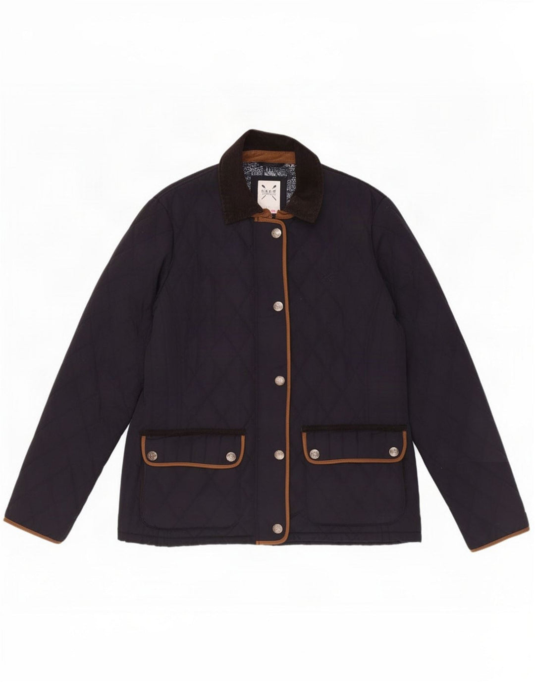 Crew Clothing Dame Quilted Jacket UK 12 Medium Navy Blue Polyester