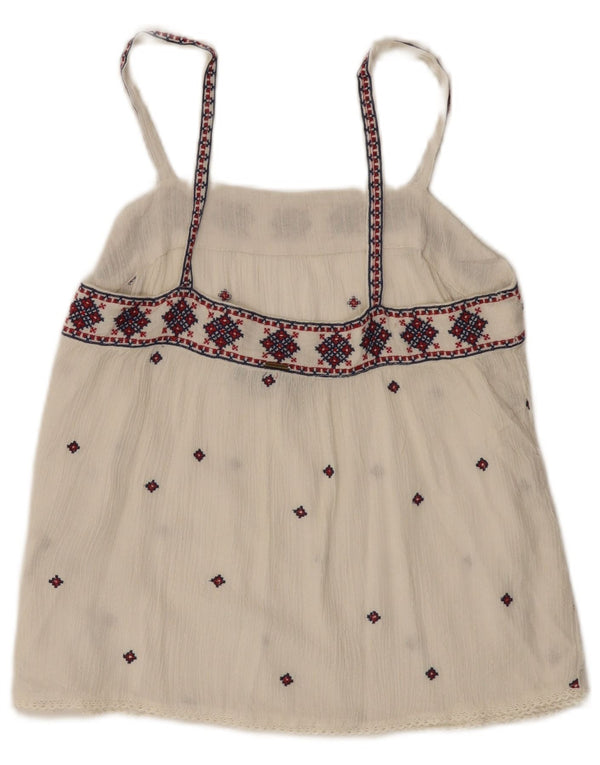 Superdry Dame Cami Top UK 10 Small White Fair Isle Viscose