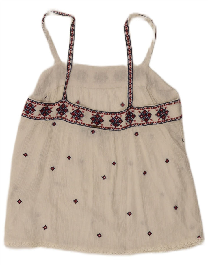 Superdry Dame Cami Top UK 10 Small White Fair Isle Viscose