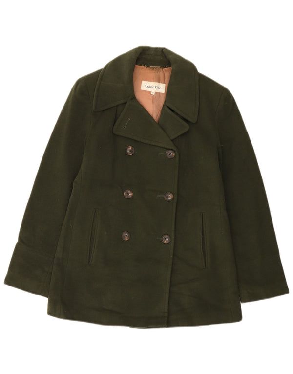 CALVIN KLEIN Dame Ærtefrakke US 6 Medium Khaki Wool