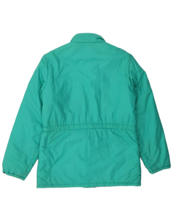 Vintage Dame Skijakke EU 40 Mellemgrøn Colourblock Bomuld