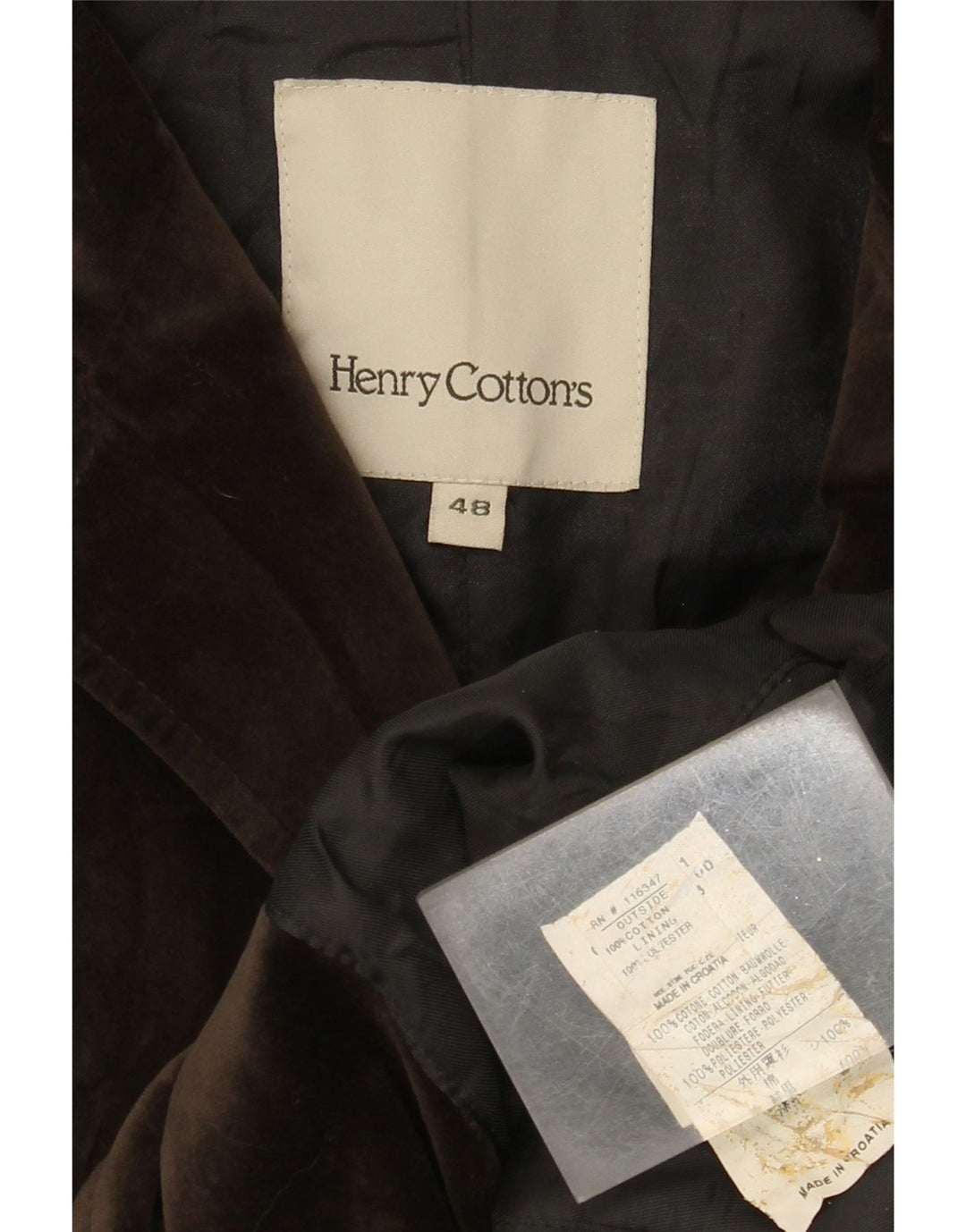 Henry Cottons Dame 2 Button Velvet Blazer Jacket IT 48 XL Brun Bomuld