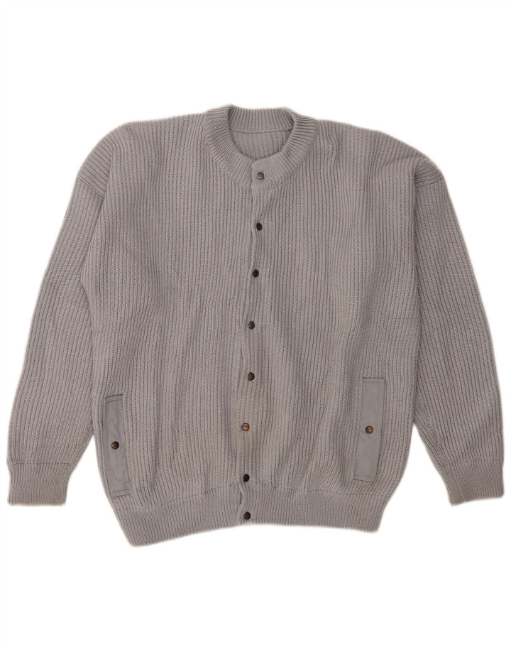 Vintage herre cardigan sweater Medium Grey Retro