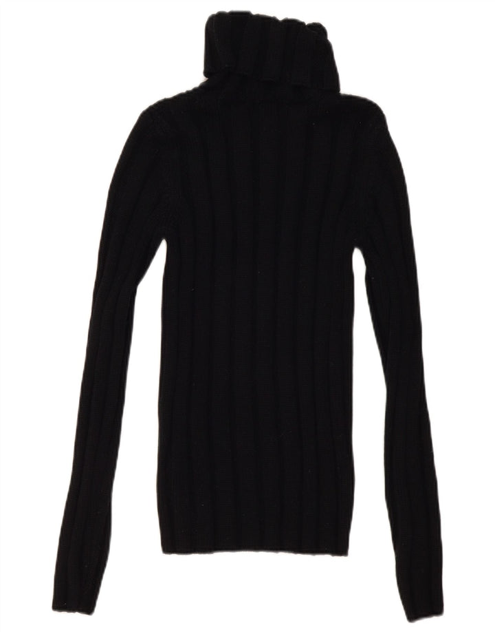 Hugo Boss Dame Roll Neck Jumper Sweater UK 8 Small Black Wool