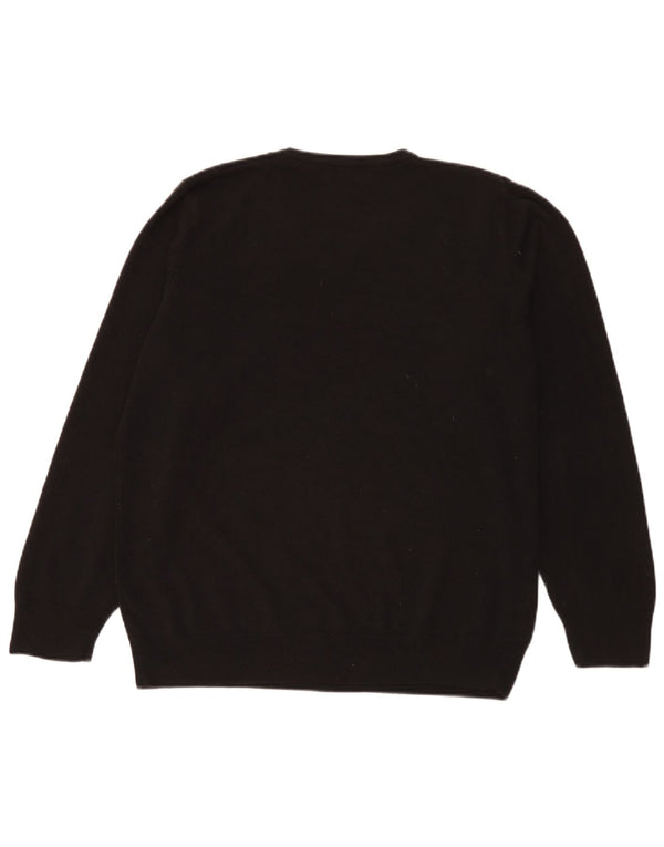 Marks & Spencer Mens Blue Harbour V-Neck Jumper Sweater Large Black Acrylic