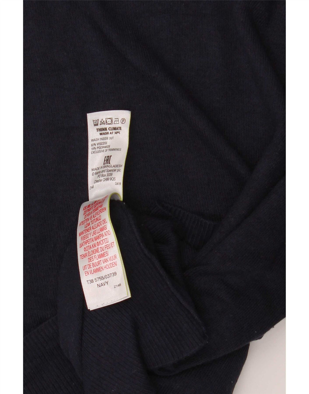 Marks & Spencer Dame Kortærmet Bluse Top UK 12 Medium Navy Blue