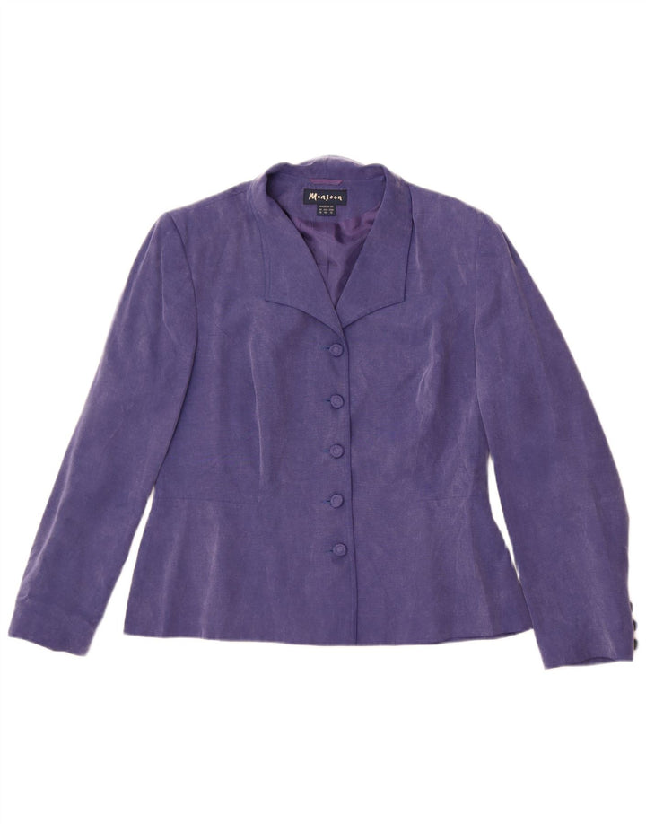 Monsoon Dame 5 Button Blazer Jacket UK 16 Large Purple Cupro