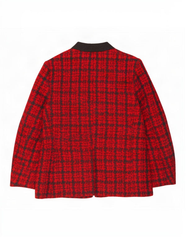 Donna Enrica Dame 3 Button Blazer Jacket UK 16 Large Red Houndstooth