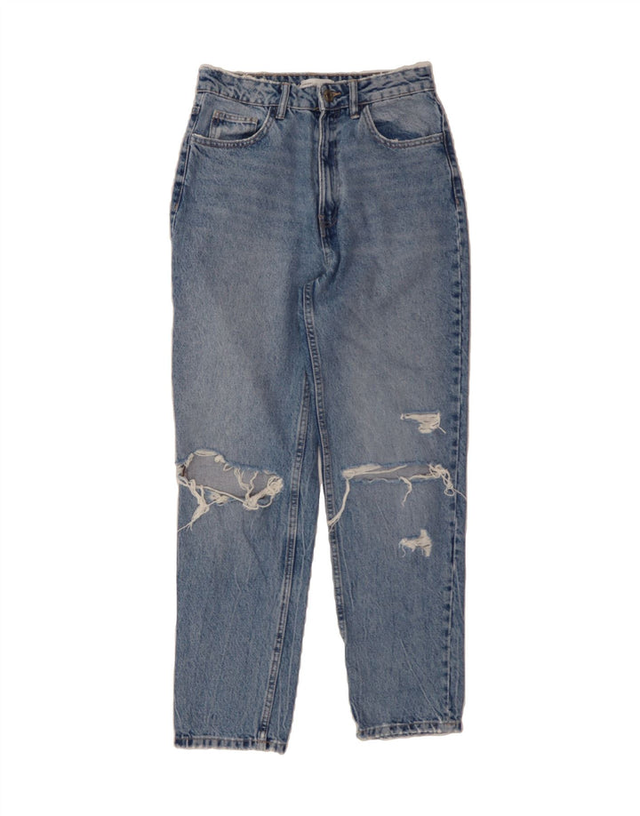ZARA Womens Distressed Tapered Jeans US 6 Medium W28 L28 Blue Cotton Vintage Zara and Second-Hand Zara from Messina Hembry 