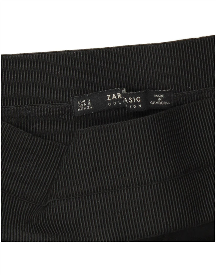 Zara Womens Leggings UK 10 Small Black Pinstripe
