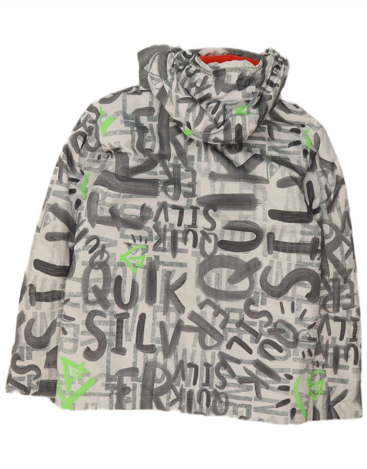 Quiksilver drenge grafisk hætte skijakke 13-14 år stor grå polyester